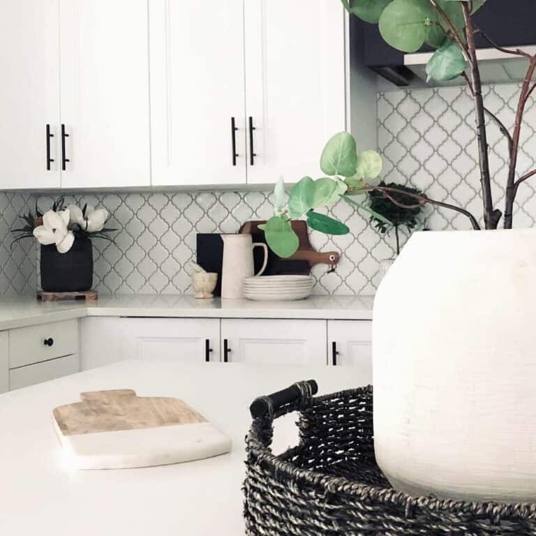Black and White Arabesque Kitchen Backsplash