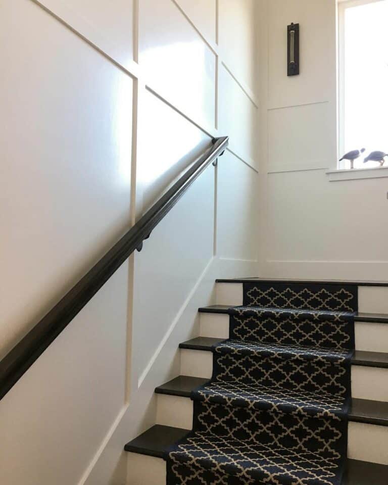Black and White Stairs With Arabesque Runner