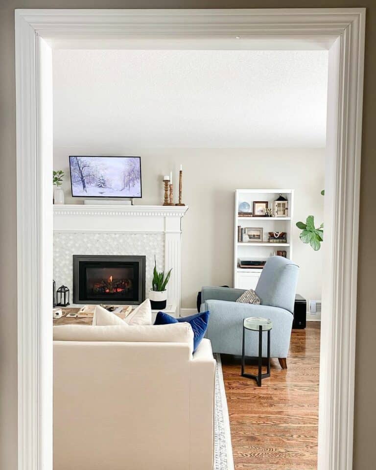 Blue Accents Beside Neutral Walls