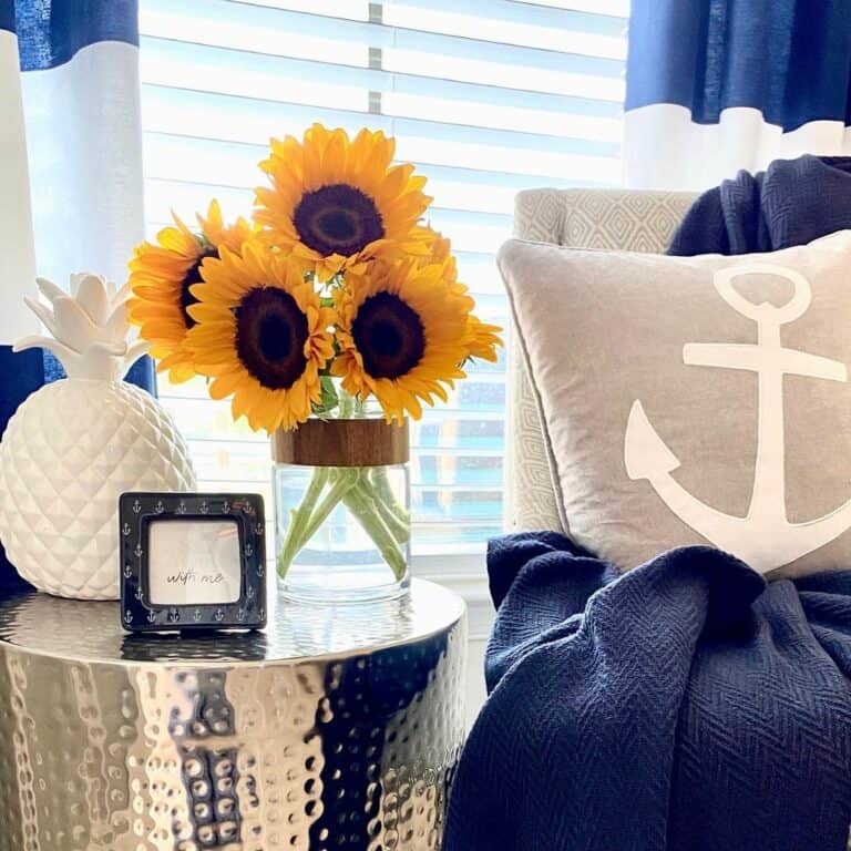 Blue Nautical Décor With Yellow Flowers