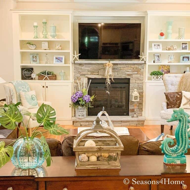 Blue Seahorse and Sea Star Living Room Decorations