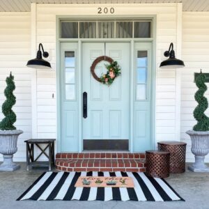 Blue Transom Door With Gooseneck Barn Lights