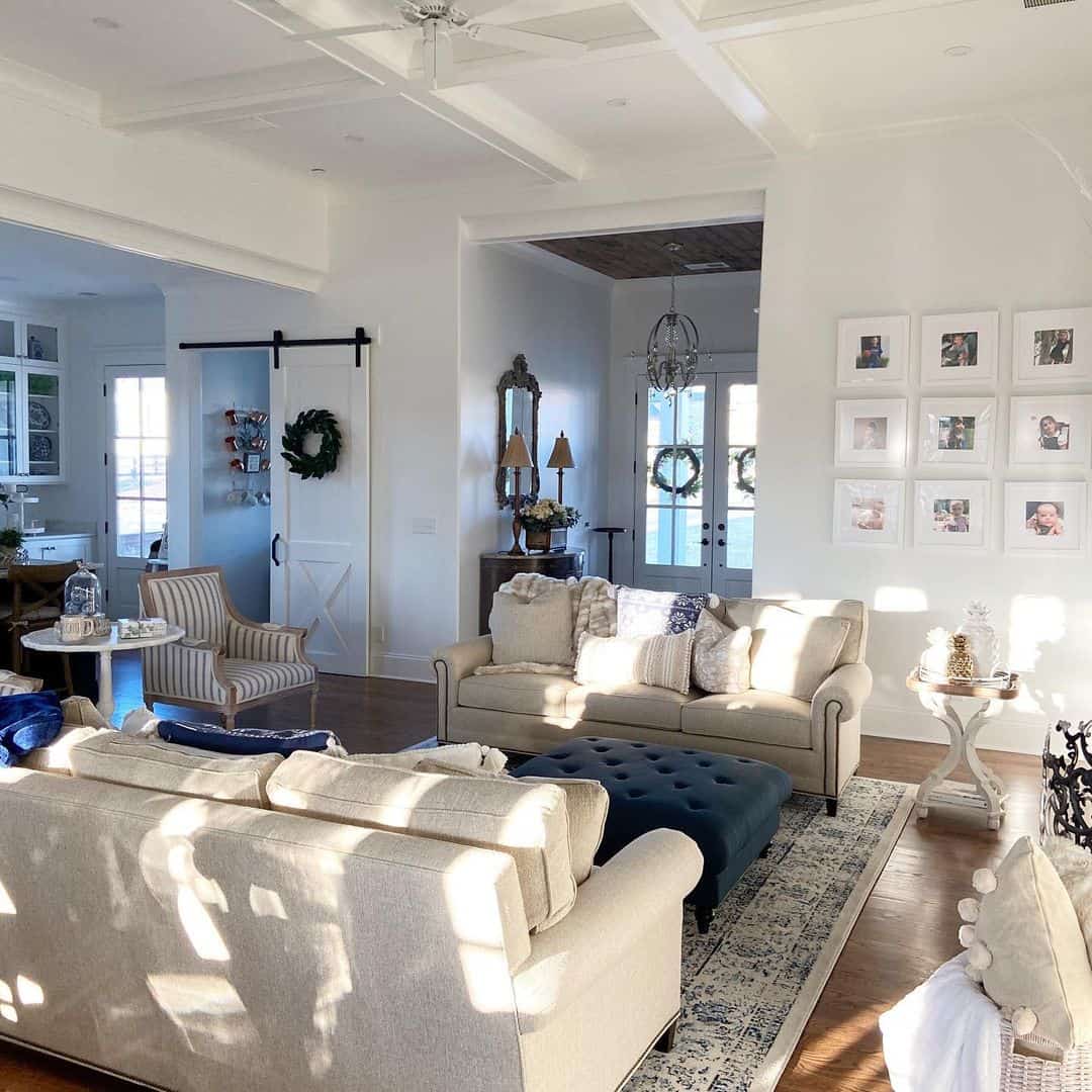 Blue and Beige Furniture in Neutral Living Room - Soul & Lane