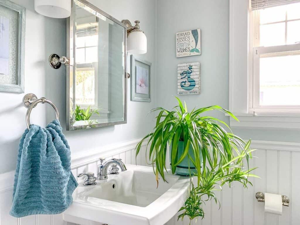 Blue and White Coastal Bathroom Décor