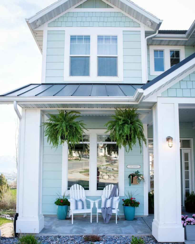 Blue and White Front Porch Furniture Ideas