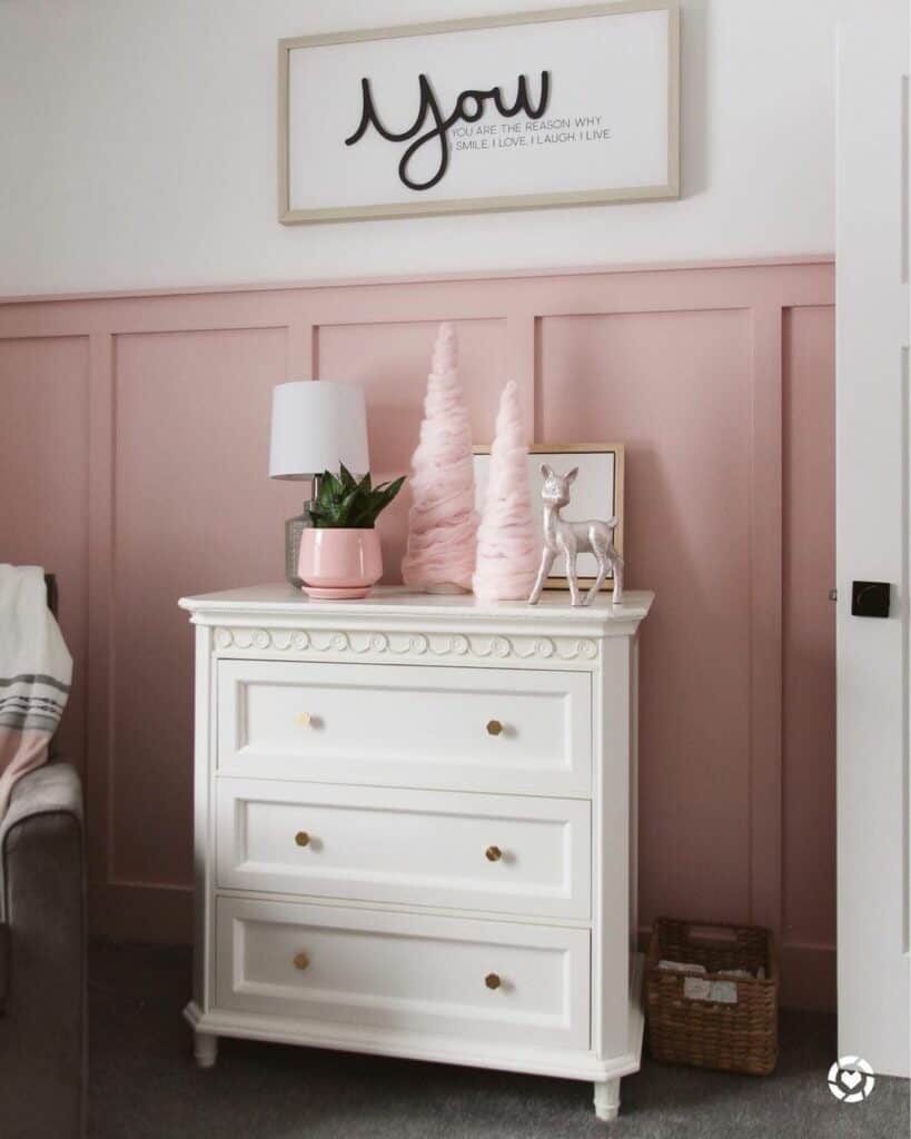Blush Pink Board and Batten Wainscoting