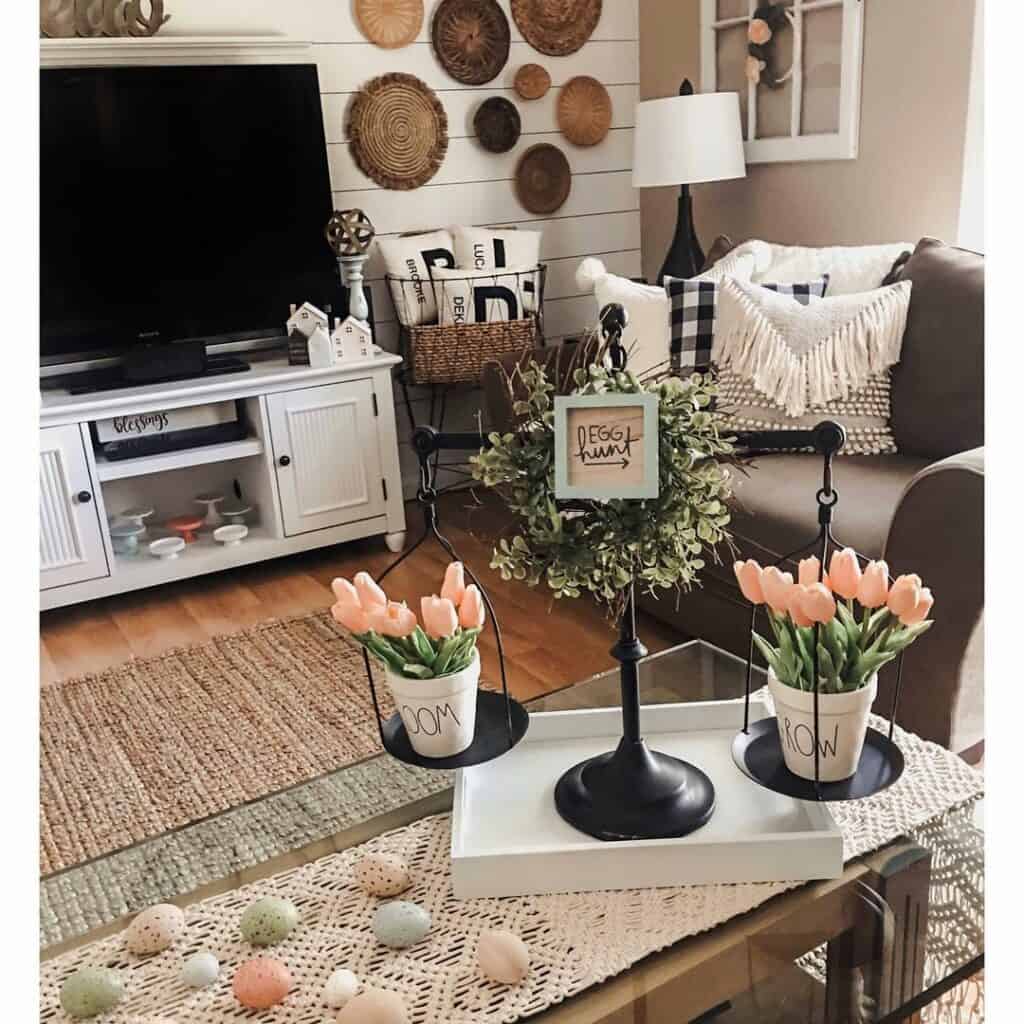 Blush Pink Easter Décor for Coffee Table