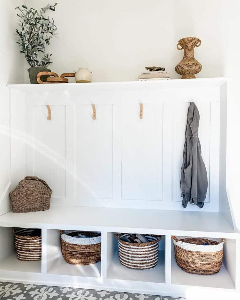 Board and Batten Built-in Mudroom Bench