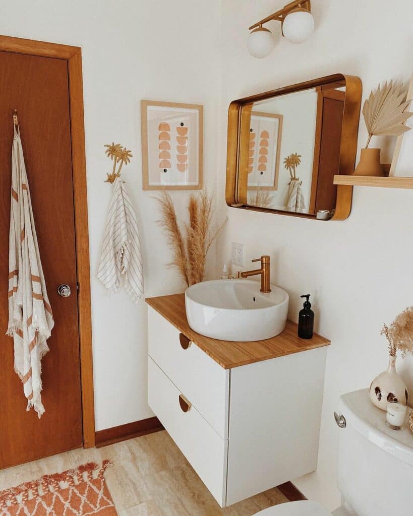 Bohemian Bathroom With Warm Wood Accents Soul & Lane