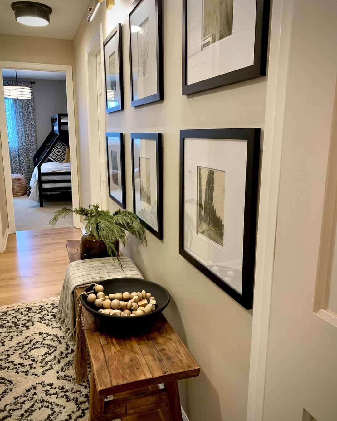 Boho Accessories on a Wooden Hallway Bench Soul & Lane