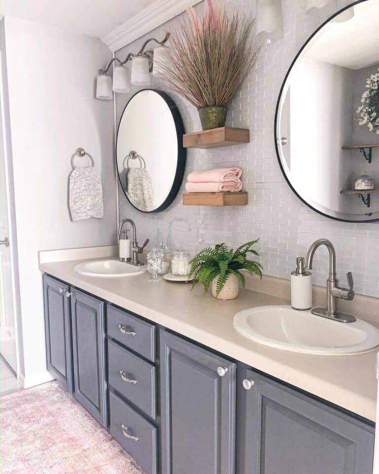 Boho Double Vanity With Pink Accents