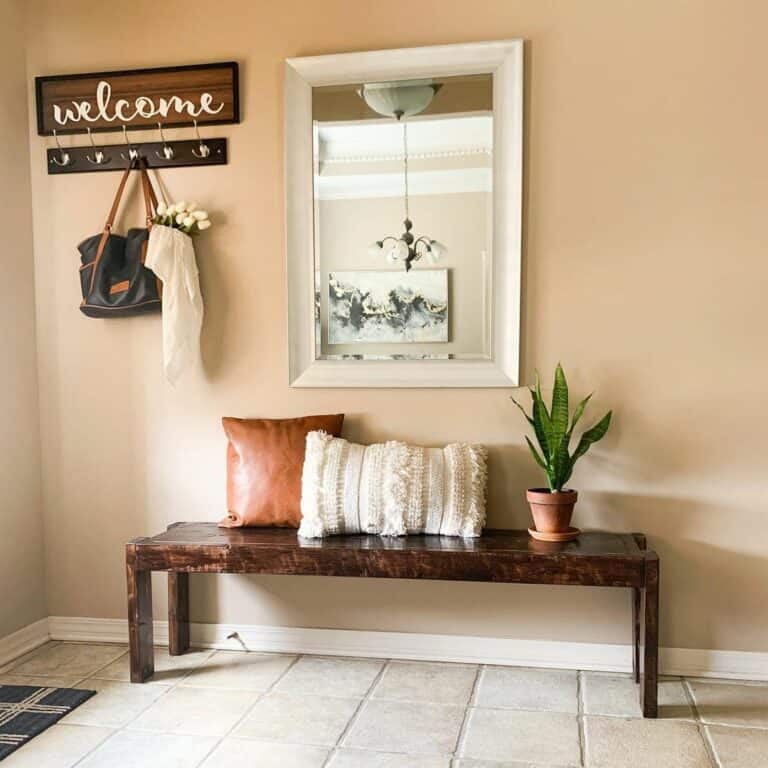 Boho Entry With Wooden Bench