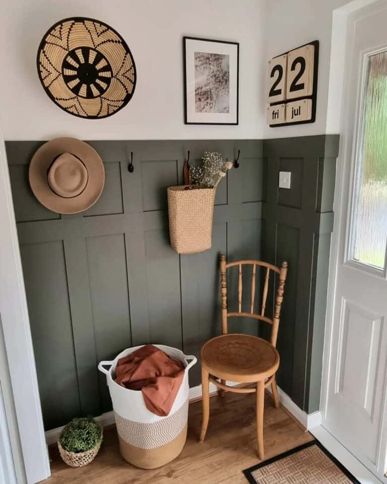 Boho Entryway With Wicker and Wood