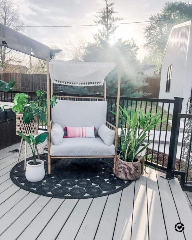 Boho Porch With Black Rails