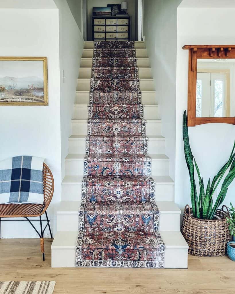 Boho Stairs WIth Persian Runner