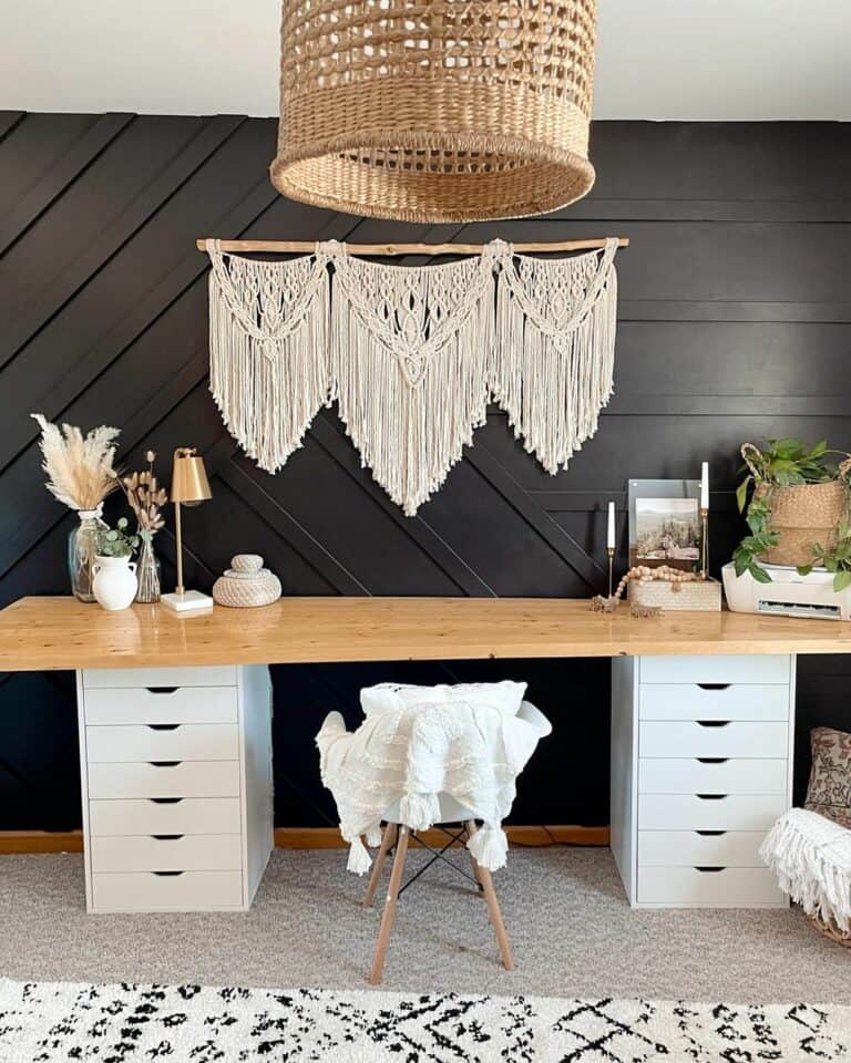 Boho Styling for Neutral Office