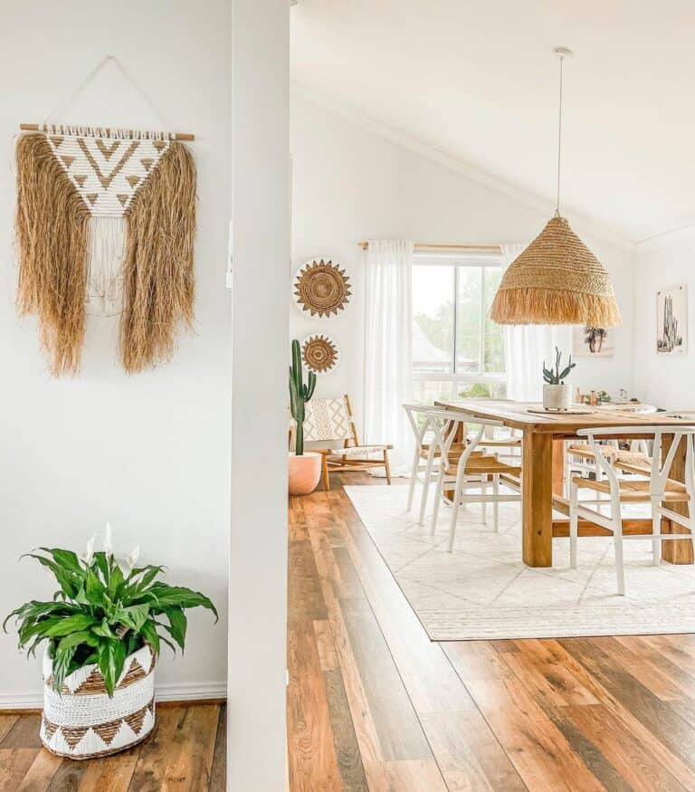 Boho-inspired Dining Room With Rattan Accents