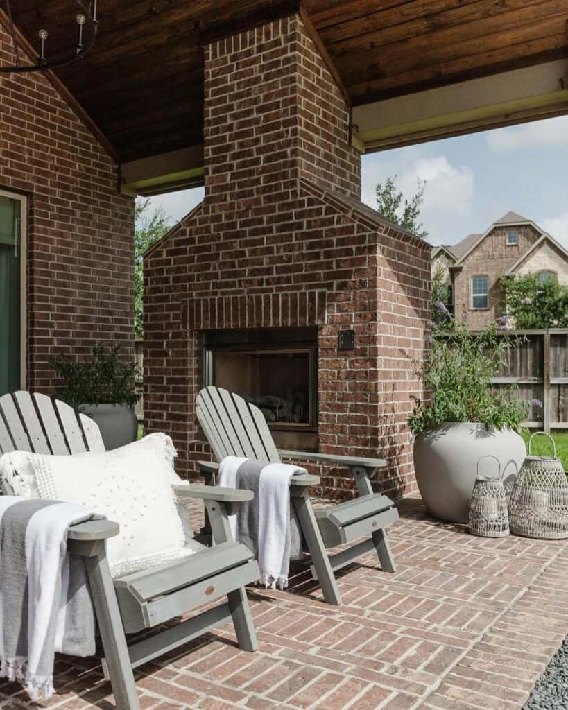 Brick Farmhouse Patio Fireplace