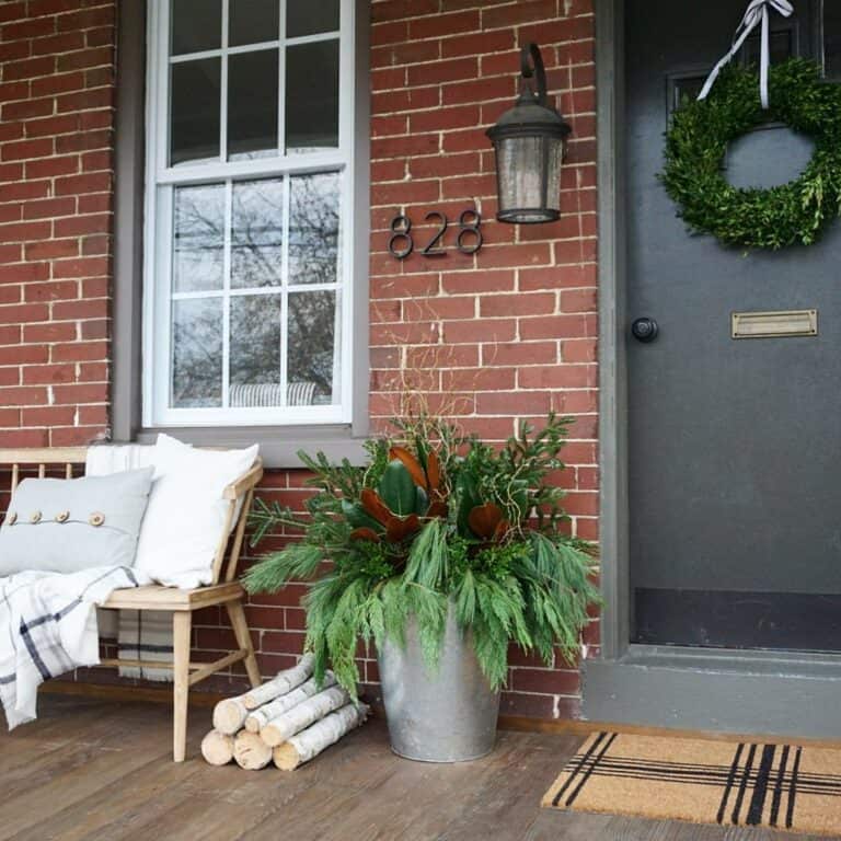 Brick Porch Accentuated With Greenery