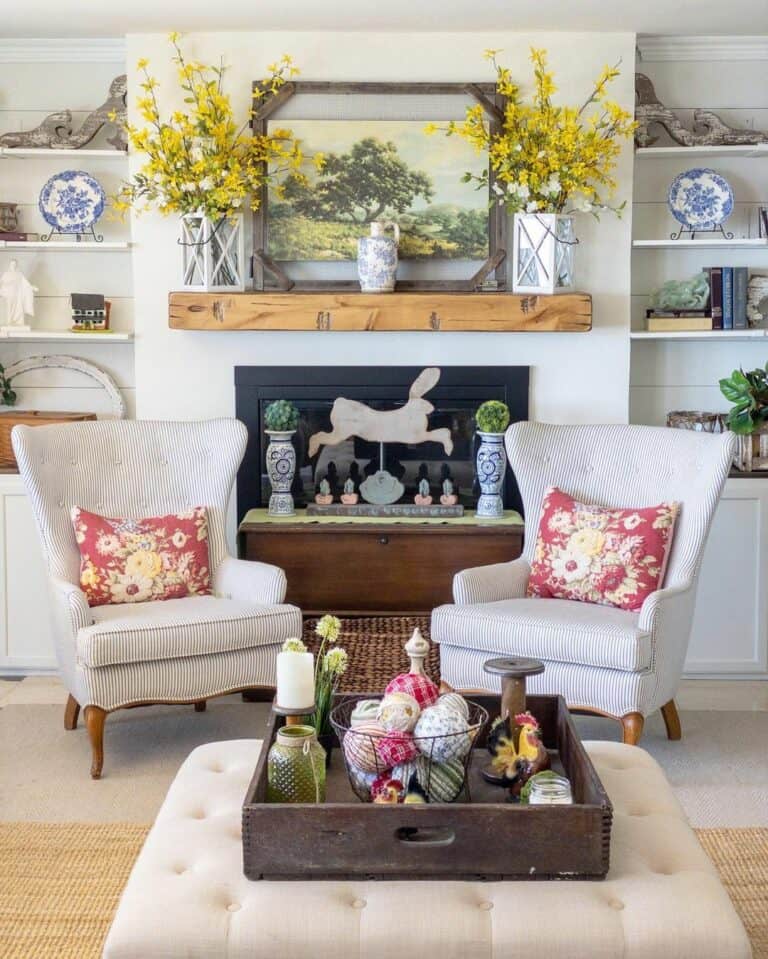 Bright Yellow Flowers in White Lanterns