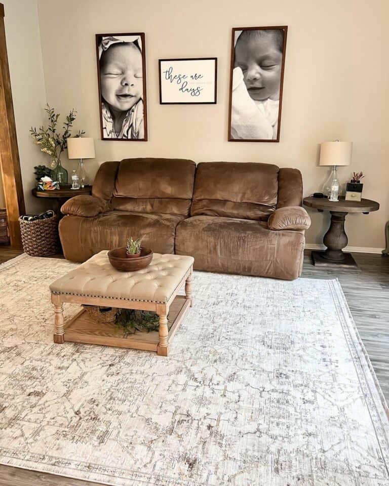 Brown and Beige Living Room Design