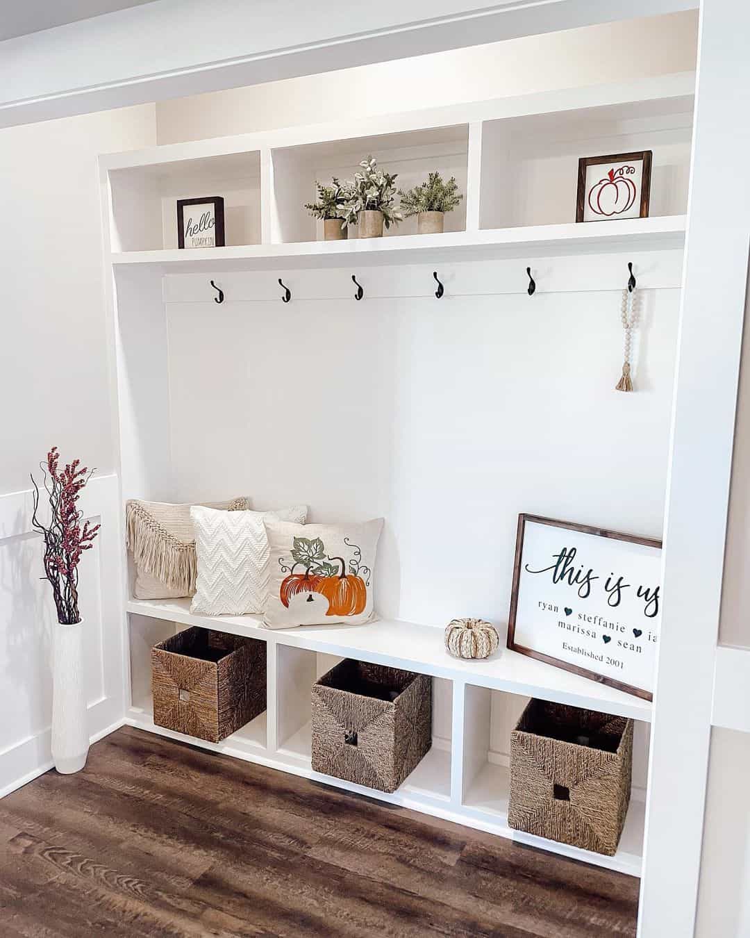 Builtin Mudroom Storage Shelves With Coat Hangers Soul & Lane