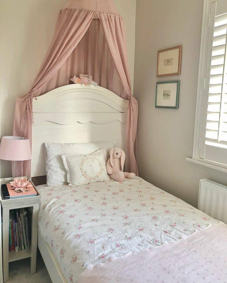 Canopy Draped Over a White Headboard