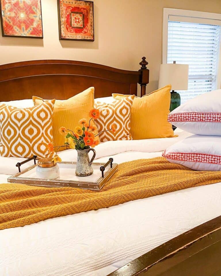 Cheerful Yellow Bedroom With Flowers
