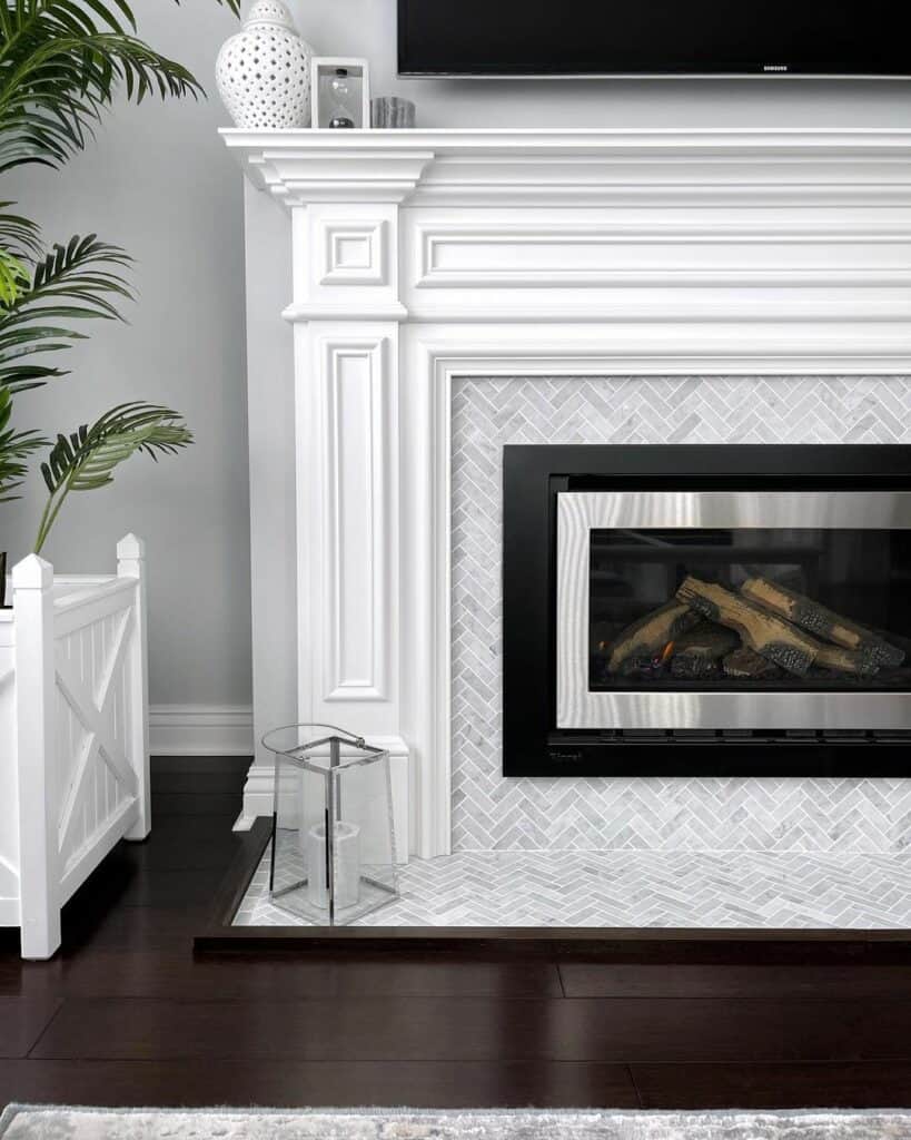 Chic Tiled Fireplace For Surrounds Ambiance
