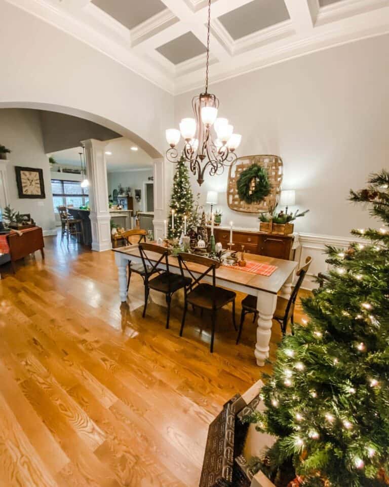 Christmas Decorations With Coffered Ceiling