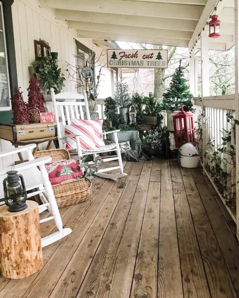 Christmas Porch With Green Vines