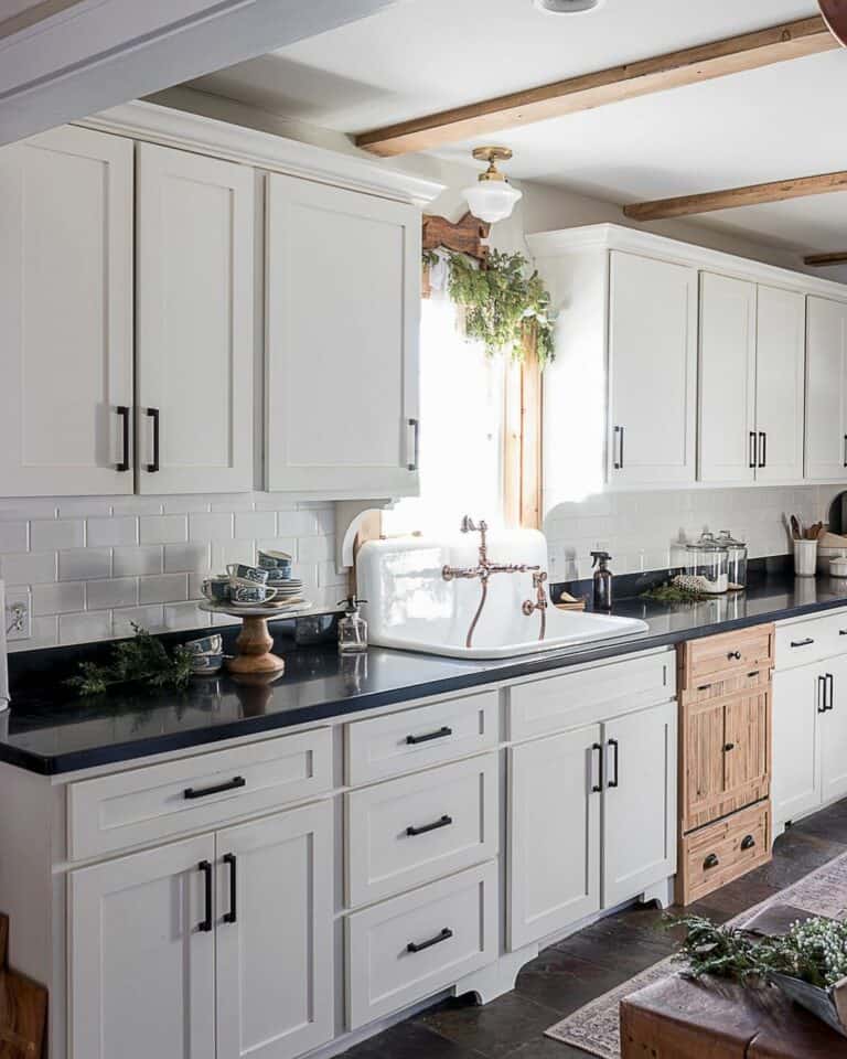 Christmas-themed Cottage Kitchen With Black Counters