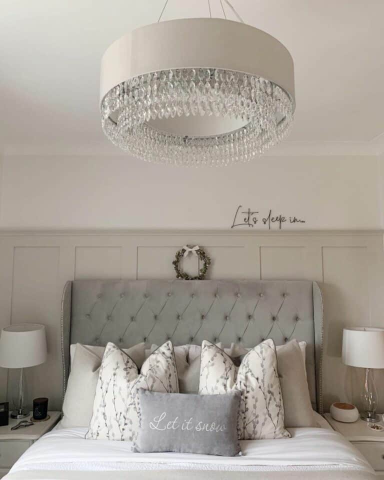 Circular Glass Chandelier Pendant Light in Master Bedroom