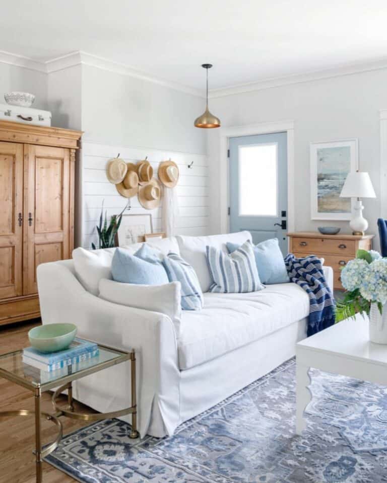 Coastal Living Room With Beech Wood Floor