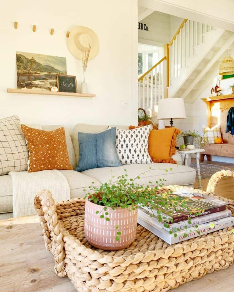 Colorful Farmhouse-inspired Living Room