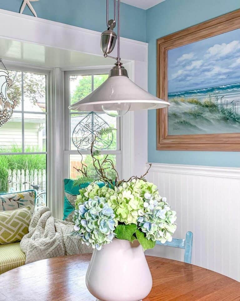 Colorful Kitchen With Charming Window Nook