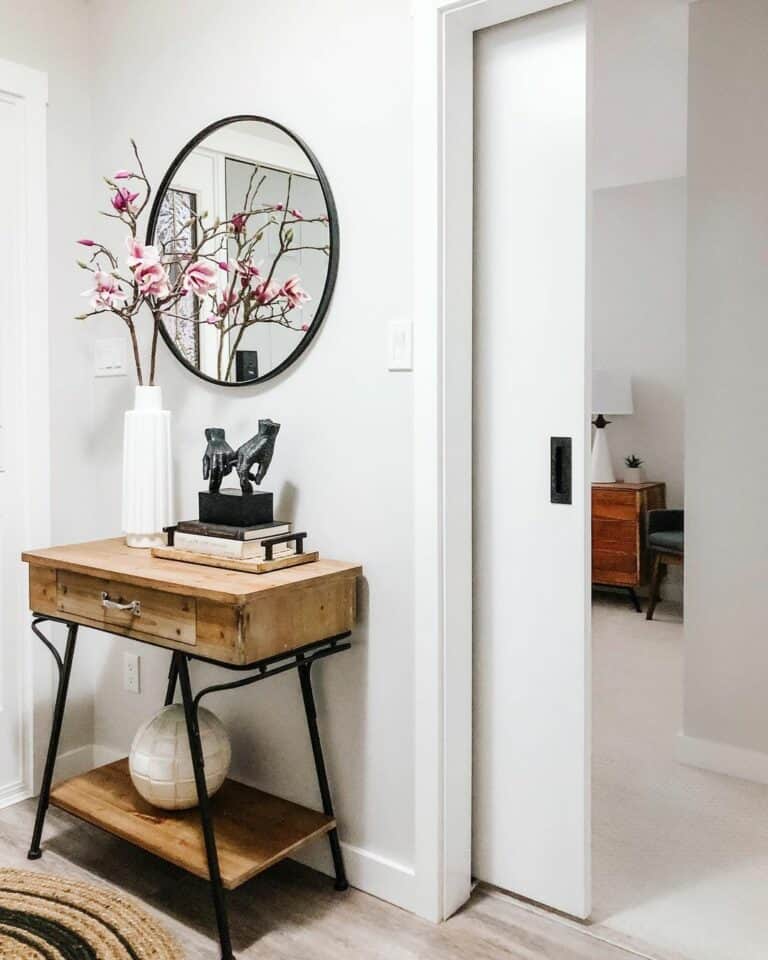Console Table in Sliding Barn Door Entryway
