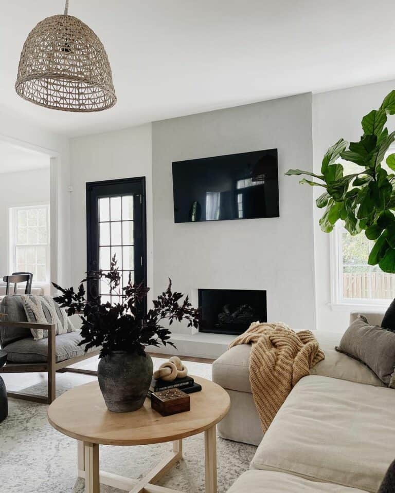 Contemporary Fireplace With Gray Furniture