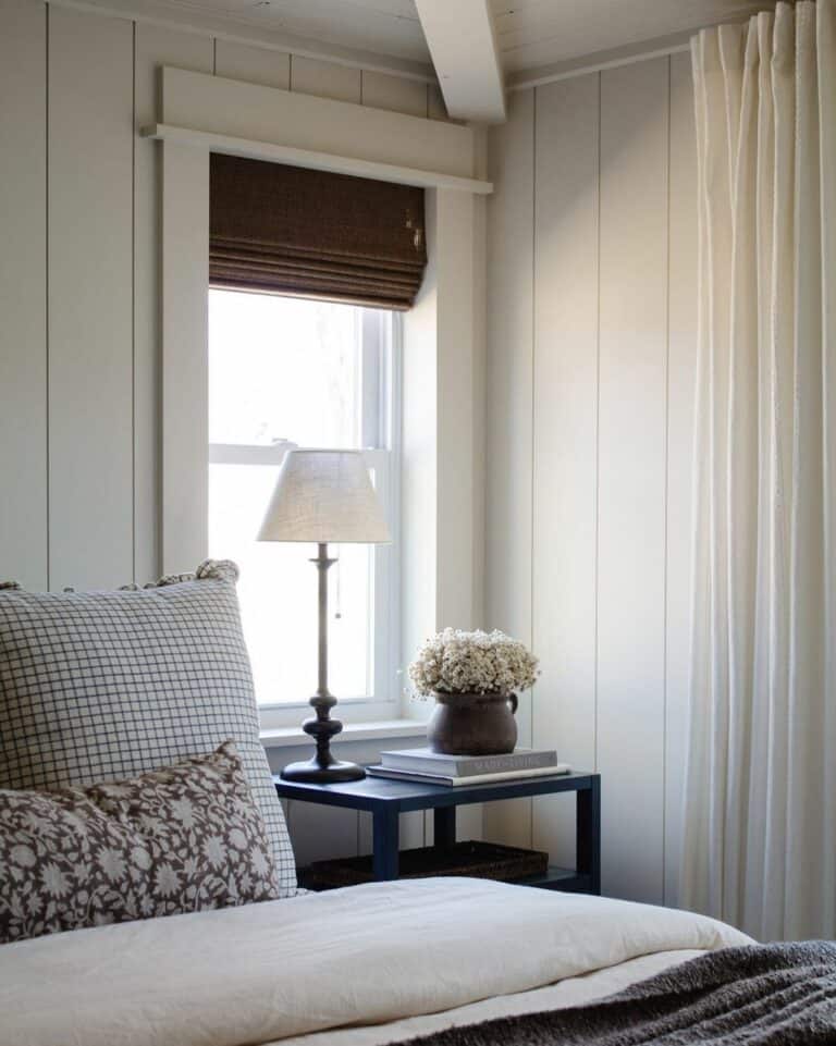 Country Bedroom With Vertical Shiplap