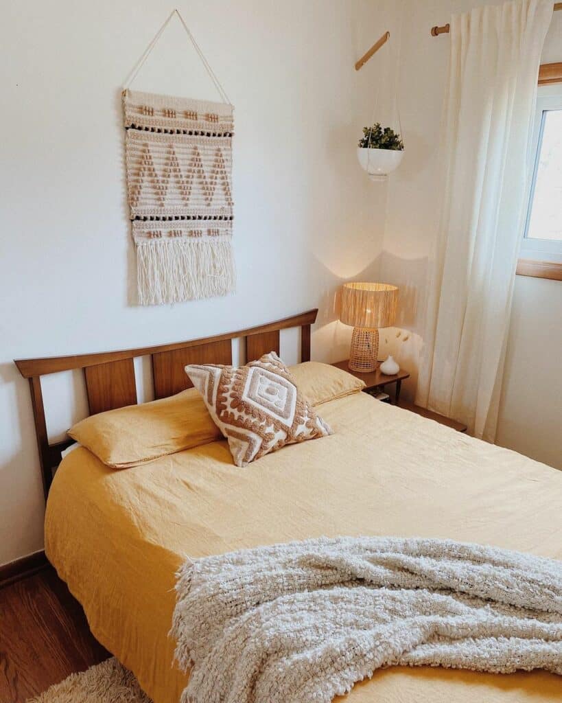 Cozy Bedroom With Mustard Yellow Bed