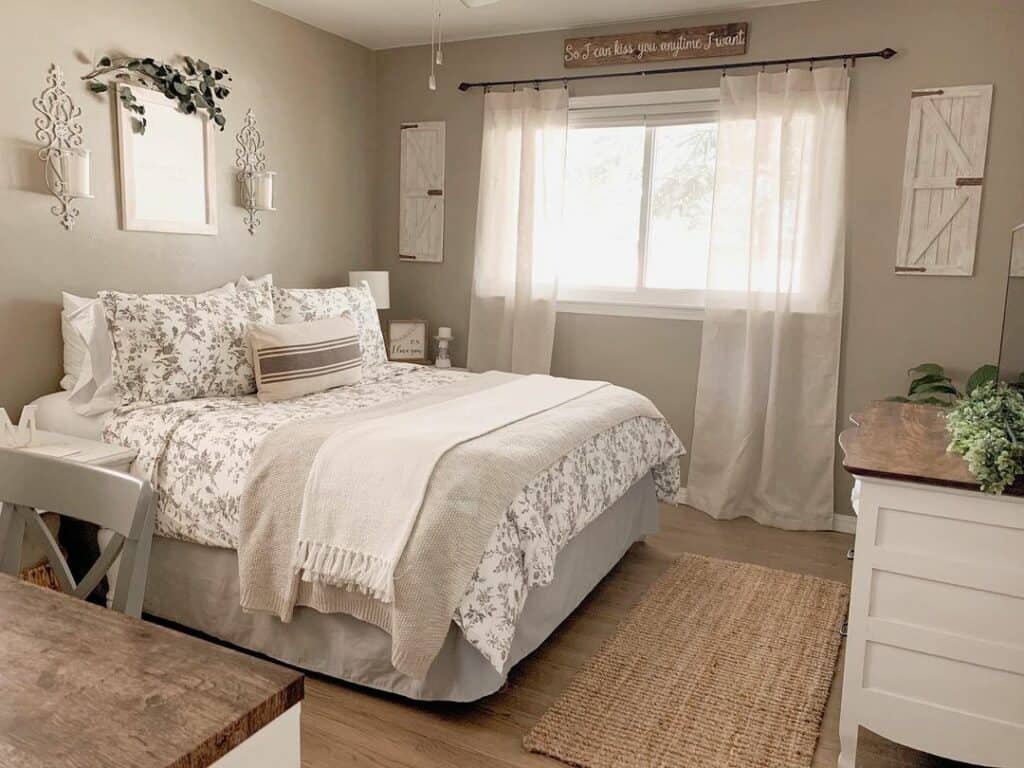Cozy Cottage Guest Room With Floral Bedding
