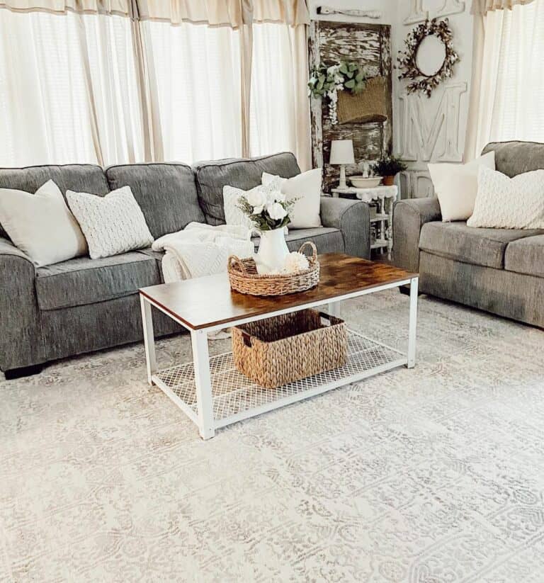 Cozy Living Room With Beige Curtains