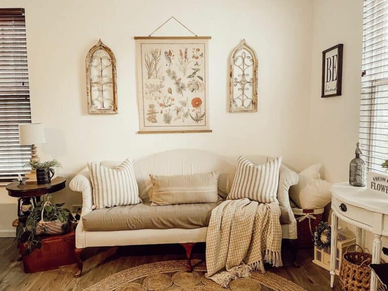 Cozy Living Room With Botanical Wall Art