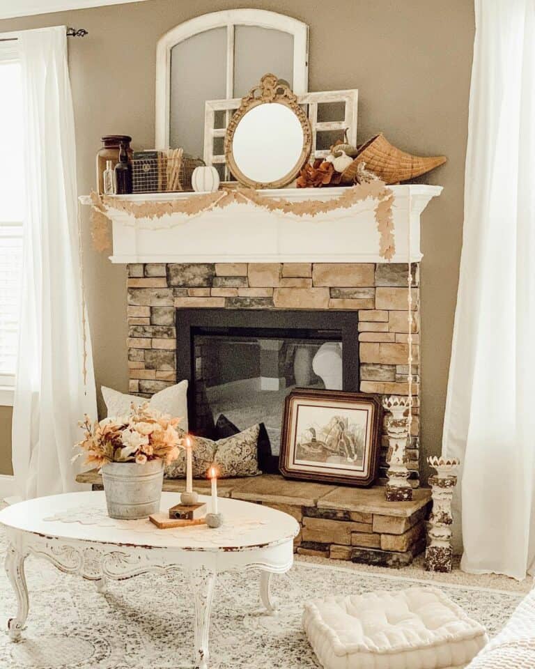 Cozy Living Room With a Brick Fireplace