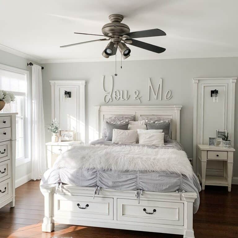 Cozy Master Bedroom in White and Grey