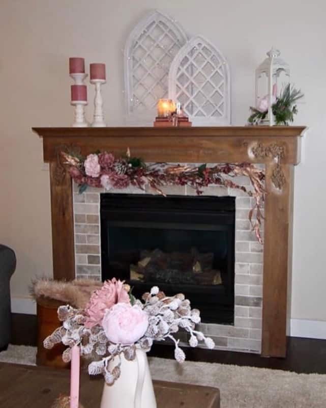 Cozy Stone Fireplace With Pink Accents
