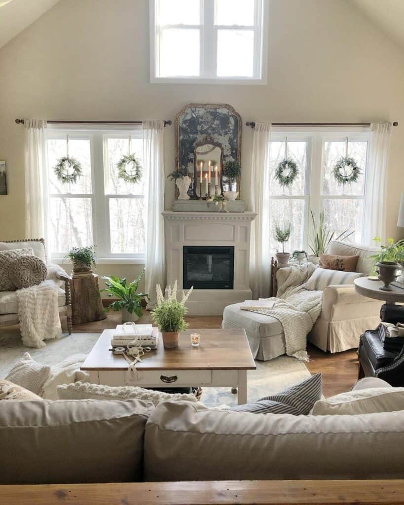 Cozy Vintage Country Living Room Design