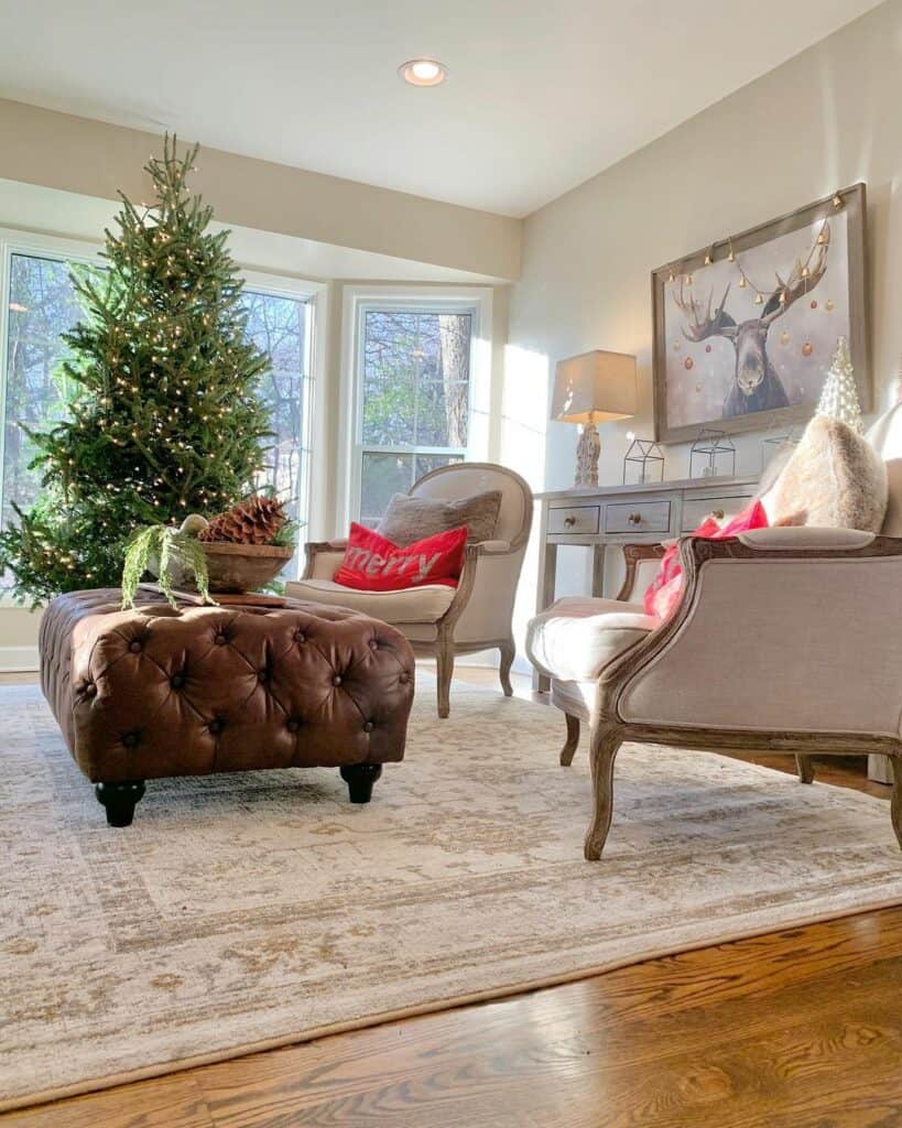 Cream Armchairs and Two-tone Rug