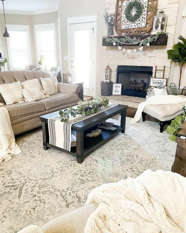 Cream Farmhouse-style Living Room