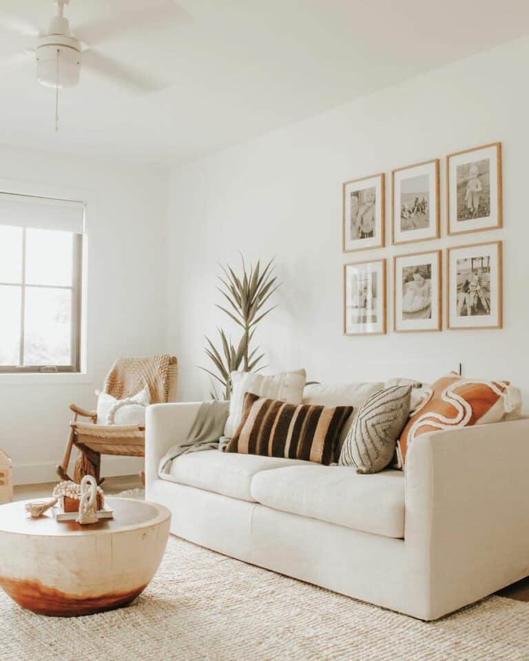 Cream Living Room With Orange Tones
